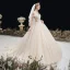 Charming Champagne Wedding Dresses 2020 Ball Gown Off-The-Shoulder Beading Lace Flower Sleeveless Backless Chapel Train