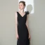 Élégant Couleur Unie Noire Robe De Soirée 2020 Trompette / Sirène V-Cou Sans Manches Dos Nu Longue Robe De Ceremonie