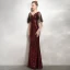 Scintillantes Bordeaux Paillettes Robe De Soirée 2020 Trompette / Sirène V-Cou Manches Courtes Dos Nu Longue Robe De Ceremonie
