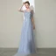 High-end Silver Handmade  Evening Dresses  2020 A-Line / Princess Scoop Neck Beading Rhinestone Sequins Short Sleeve Floor-Length / Long Formal Dresses