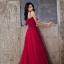 Chic / Beautiful Burgundy Evening Dresses  2020 A-Line / Princess Spaghetti Straps Beading Crystal Sleeveless Backless Floor-Length / Long Formal Dresses