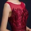 Chic / Beautiful Burgundy Evening Dresses  2018 A-Line / Princess Lace Flower Sequins Sash Scoop Neck Backless Sleeveless Floor-Length / Long Formal Dresses