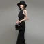 Sexy Couleur Unie Noire Robe De Soirée 2020 Trompette / Sirène Titulaire Perlage Sans Manches Dos Nu Train De Balayage Robe De Ceremonie