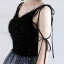 Fashion Ocean Blue Evening Dresses  2020 A-Line / Princess Spaghetti Straps Tassel Star Sequins Sleeveless Backless Floor-Length / Long Formal Dresses