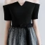 Fashion Black Homecoming Graduation Dresses 2020 A-Line / Princess Off-The-Shoulder Bow Star Sequins Short Sleeve Backless Knee-Length Formal Dresses