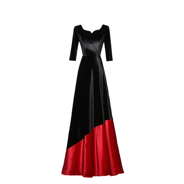 Chic / Beautiful Two Tone Evening Dresses 2020 A-Line / Princess Suede Square Neckline 1/2 Sleeves Backless Floor-Length / Long Formal Dresses