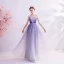 Charming Purple Evening Dresses  2020 A-Line / Princess Spaghetti Straps Beading Rhinestone Appliques Lace Flower Sleeveless Backless Floor-Length / Long Formal Dresses