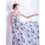 Charmant Océan Bleu Ivoire Florale Robe De Soirée 2020 Princesse Encolure Dégagée Paillettes Appliques Impression Sans Manches Dos Nu Longue Robe De Ceremonie