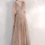 Chic / Beautiful Champagne Evening Dresses  2020 A-Line / Princess V-Neck Glitter Beading Lace Flower Rhinestone Sequins 1/2 Sleeves Backless Floor-Length / Long Formal Dresses