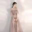 Classy Nude Prom Dresses 2020 A-Line / Princess Ruffle Off-The-Shoulder Star Lace Short Sleeve Backless Floor-Length / Long Formal Dresses