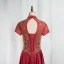 Vintage / Originale Style Chinois Doré En Dentelle Bordeaux Robe De Soirée 2020 Princesse Col Haut Perlage Paillettes Manches Courtes Dos Nu Longue Robe De Ceremonie