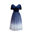 Fashion Navy Blue Homecoming Graduation Dresses 2020 A-Line / Princess V-Neck Star Sequins Short Sleeve Backless Knee-Length Formal Dresses