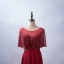 Élégant Bordeaux Robe De Soirée 2020 Princesse Encolure Dégagée Perlage Faux Diamant Paillettes En Dentelle Fleur Manches Courtes Dos Nu Train De Balayage Robe De Ceremonie