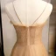 Chic / Beautiful Gold Evening Dresses  2020 A-Line / Princess Spaghetti Straps Beading Pearl Sequins Sleeveless Backless Floor-Length / Long Formal Dresses