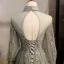 Vintage / Retro Grey Prom Dresses 2020 A-Line / Princess High Neck Beading Rhinestone Lace Flower Long Sleeve Backless Sweep Train Formal Dresses
