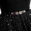 Fashion Black Prom Dresses 2020 A-Line / Princess V-Neck Star Sequins Rhinestone 3/4 Sleeve Backless Floor-Length / Long Formal Dresses