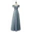 Chic / Beautiful Jade Green Evening Dresses  2020 A-Line / Princess Off-The-Shoulder Beading Sequins Lace Flower Short Sleeve Backless Floor-Length / Long Formal Dresses