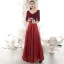 Sparkly Burgundy Winter Evening Dresses  2020 A-Line / Princess Suede V-Neck Sequins 3/4 Sleeve Backless Floor-Length / Long Formal Dresses
