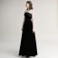 Modest / Simple Black Evening Dresses  2020 A-Line / Princess Suede Strapless Sleeveless Backless Floor-Length / Long Formal Dresses