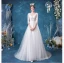 Affordable Ivory Wedding Dresses 2020 A-Line / Princess V-Neck Lace Flower 3/4 Sleeve Court Train