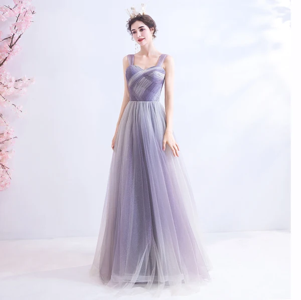 Classy Lavender Prom Dresses 2020 A-Line / Princess Square Neckline Sleeveless Backless Floor-Length / Long Formal Dresses
