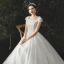 Simple Ivoire Tachetée Robe De Mariée 2020 Princesse Encolure Carrée Mancherons Dos Nu Longue