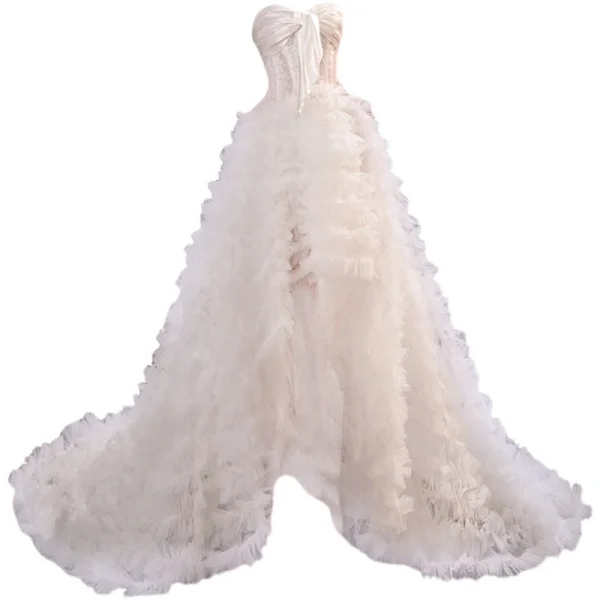Sexy Ivory Ruffle Asymmetrical Wedding Dresses 2021 A-Line / Princess Satin Strapless Sleeveless Wedding