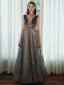 Chic / Belle Océan Bleu Robe De Bal 2020 Princesse Encolure Dégagée Perlage Glitter Paillettes En Dentelle Fleur Faux Diamant Sans Manches Dos Nu Longue Robe De Ceremonie