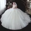 Élégant Ivoire Volants en Cascade Robe De Mariée 2020 Robe Boule Encolure Dégagée Perlage Perle Paillettes Noeud 3/4 Manches Dos Nu Cathedral Train
