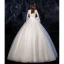 Abordable Ivoire Robe De Mariée 2020 Robe Boule Glitter Tulle Encolure Dégagée Perlage En Dentelle Fleur Manches de cloche Dos Nu Longue