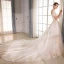 Elegant Champagne Wedding Dresses 2018 A-Line / Princess Lace Embroidered Beading Off-The-Shoulder Backless Short Sleeve Royal Train Wedding