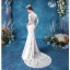 Elegant Ivory Lace Wedding Dresses 2020 Trumpet / Mermaid Scoop Neck Lace Flower Cap Sleeves Backless Sweep Train