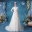 Élégant Ivoire Robe De Mariée 2020 Princesse Encolure Dégagée Faux Diamant En Dentelle Fleur Manches Courtes Tribunal Train