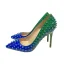 Chic / Beautiful Dark Green Royal Blue Evening Party Pumps 2020 Rivet 10 cm Stiletto Heels Pointed Toe Pumps
