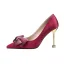Simple Bordeaux OL Escarpins 2020 Bureau Satin Noeud 9 cm Talons Aiguilles À Bout Pointu Escarpins