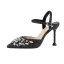 Glittrande Silver Afton Högklackade 2020 Rhinestone Paljetter Ankelband 9 cm Stilettklackar Spetsiga Damskor