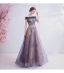 Edles Marineblau Ballkleider 2020 A Linie Off Shoulder Glanz Perlenstickerei Strass Pailletten Applikationen Ärmellos Rückenfreies Lange Festliche Kleider