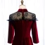 Elegant Burgundy Evening Dresses  2020 A-Line / Princess Suede High Neck Beading Rhinestone 3/4 Sleeve Floor-Length / Long Formal Dresses
