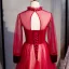 Élégant Bordeaux Robe De Bal 2020 Princesse Col Haut Perlage Paillettes En Dentelle Fleur Manches Longues Dos Nu Longue Robe De Ceremonie