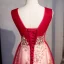 Chic Bordeaux Glitter Robe De Bal 2020 Princesse Encolure Dégagée Perlage Perle En Dentelle Fleur Sans Manches Dos Nu Longue Robe De Ceremonie