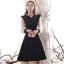 Modest / Simple Black Homecoming Graduation Dresses 2020 A-Line / Princess V-Neck Long Sleeve Knee-Length Formal Dresses