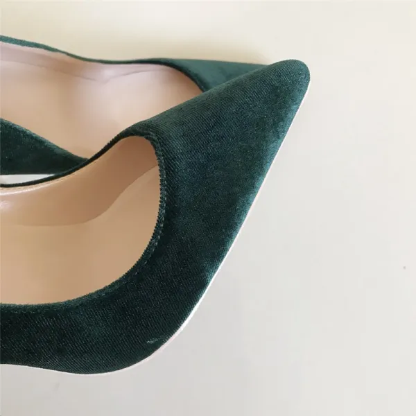 Schöne Dunkelgrün Freizeit Damenschuhe 2020 Wildleder 12 cm Stilettos Spitzschuh Pumps