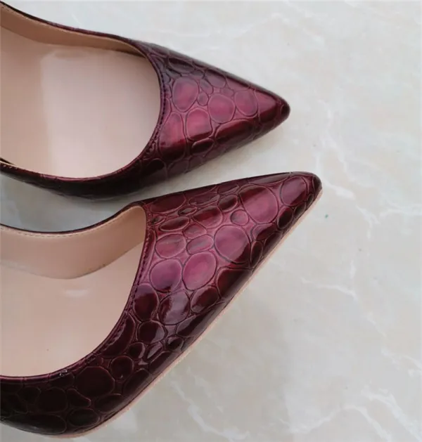 Fine Burgunder Aften Pumps 2020 12 cm Stiletthæler Spisse Pumps