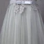 Abordable Gris Robe De Bal 2018 Princesse Noeud En Dentelle Fleur Encolure Dégagée Manches Courtes Longue Robe De Ceremonie