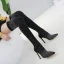 Charming Black Street Wear Womens Boots 2020 Rhinestone 12 cm Stiletto Heels Pointed Toe Boots
