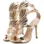 Amazing / Unique Gold Rave Club Womens Sandals With Wings 2020 11 cm Stiletto Heels Open / Peep Toe Sandals