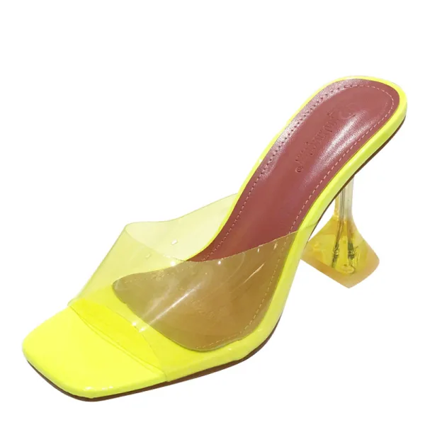Chic / Beautiful Yellow Casual Womens Sandals 2020 See-through 8 cm Stiletto Heels Open / Peep Toe Pumps