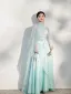 Chinese style Mint Green Printing Cheongsam / Qipao Evening Dresses  Chiffon 2021 A-Line / Princess High Neck Beading Short Sleeve Floor-Length / Long Evening Party Formal Dresses