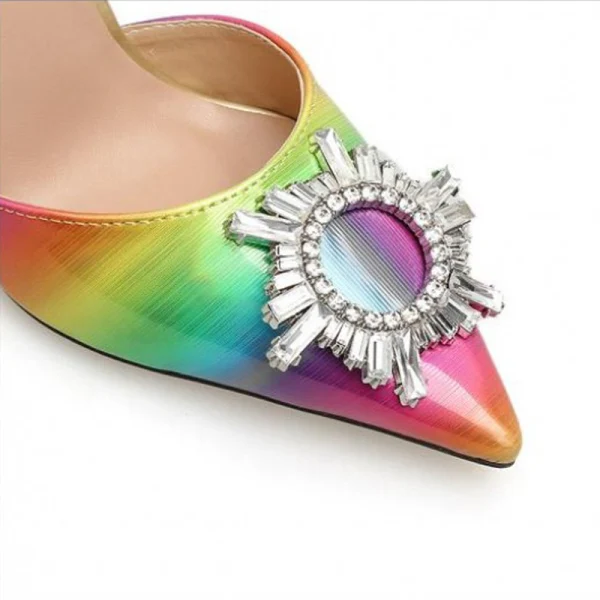 Chic / Beautiful Multi-Colors Rainbow Casual Womens Sandals 2020 9 cm Stiletto Heels Pointed Toe Sandals