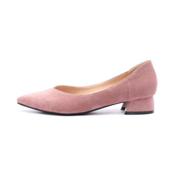 Chic / Beautiful Black Casual Suede Pumps 2020 5 cm Thick Heels Low Heels / Kitten Heels Pointed Toe Pumps